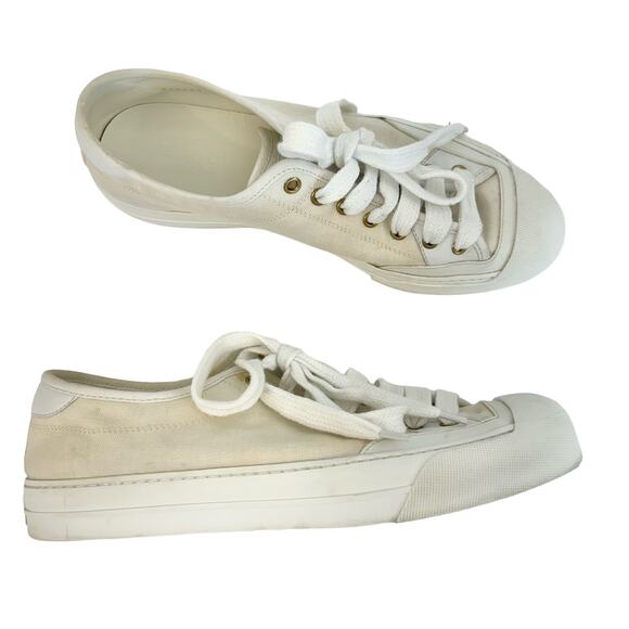 Gucci Sneakers Low Top Lace-Up Light Cream Canvas | Size Men's 9 - Picture 1 of 14
